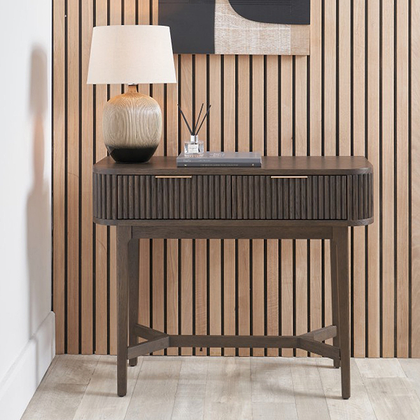 Raie Fluted Oak and Pine Console Table Table