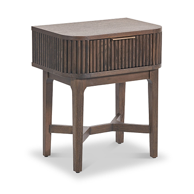 Raie Fluted Oak and Pine 1 Drawer Bedside Table