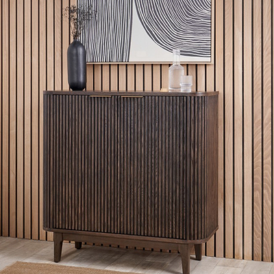 Raie Fluted Oak and Pine Small Sideboard