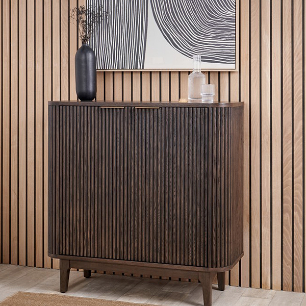 Raie Fluted Oak and Pine Small Sideboard