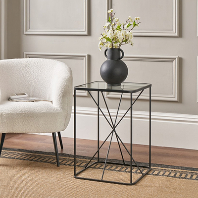 Roxy Glass Top Square Side Table