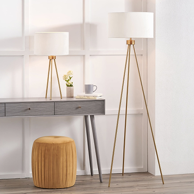 Houston Brushed Brass Tripod Table Lamp