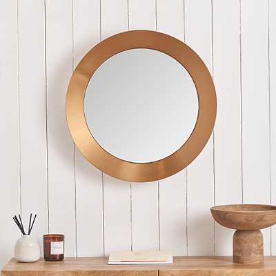 Venice Angled Frame Round Wall Mirror
