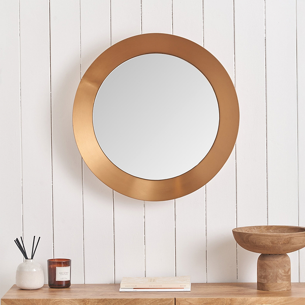 Venice Angled Frame Round Wall Mirror