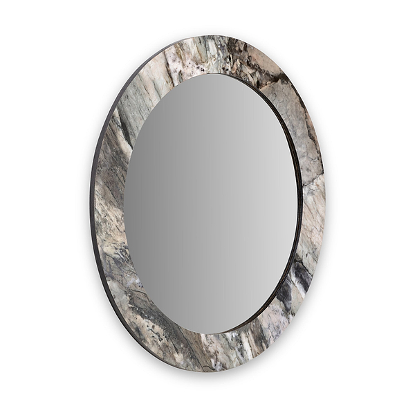 Jade Marble Effect Round Wall Mirror