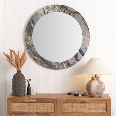 Jade Marble Effect Round Wall Mirror