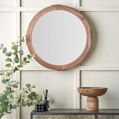 Elwood Walnut Wood Effect Wall Mirror