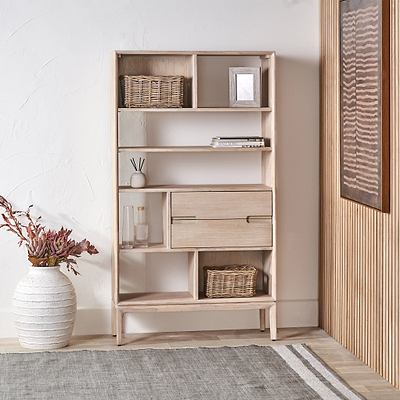 Gio White Sand Acacia Bookcase