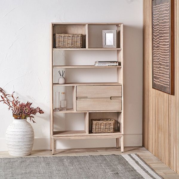 Gio White Sand Acacia Bookcase