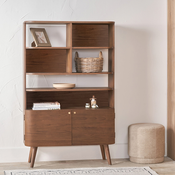 Elias Dark Ash 2 Door Shelving Unit