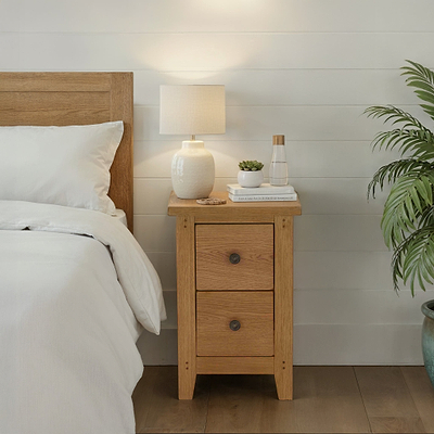 Broadway Oak Narrow Bedside Table