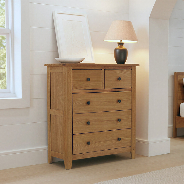 Broadway Oak 2 Over 3 Drawer Chest
