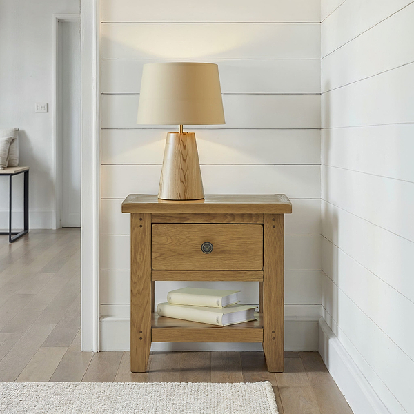 Broadway Oak Lamp Table with Drawer