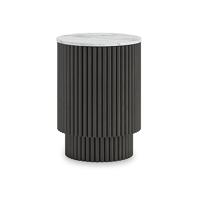 Milo Mango & Marble Fluted Side Table with Door