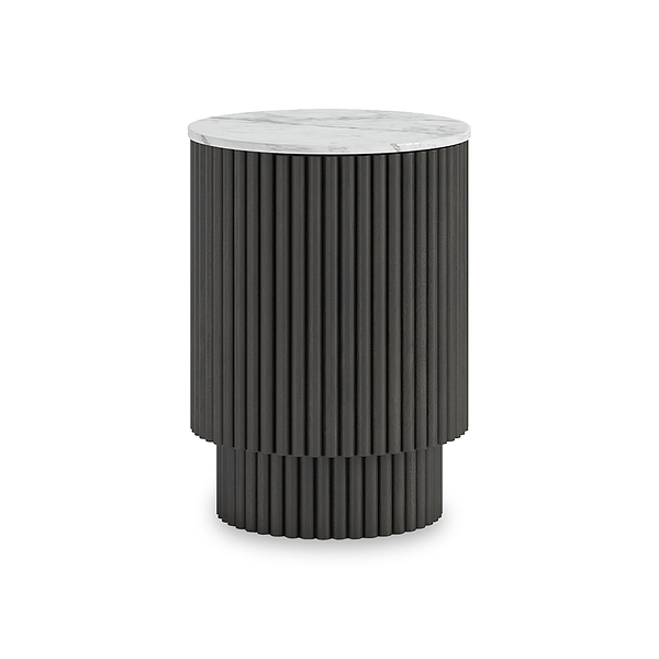 Milo Mango & Marble Fluted Side Table with Door