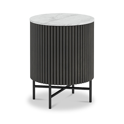 Milo Mango & Marble Round Fluted Bedside Table