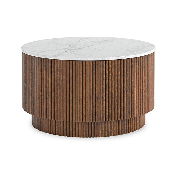 Milo Mango & Marble Round Fluted Coffee Table