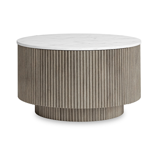 Amelie Grey Fluted Round Coffee Table