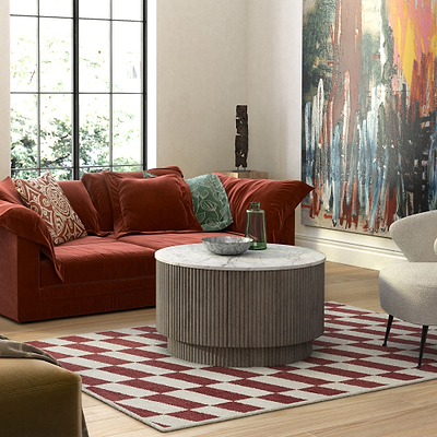 Amelie Grey Fluted Round Coffee Table