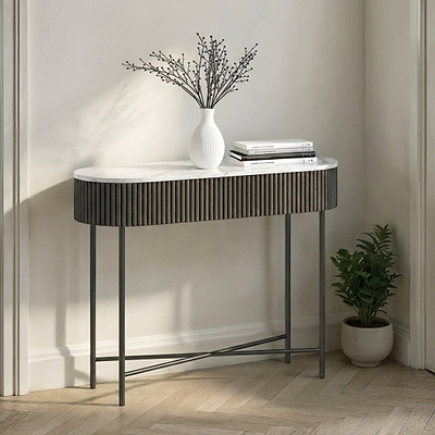Milo Mango & Marble Fluted Console Table