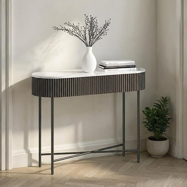 Milo Mango & Marble Fluted Console Table