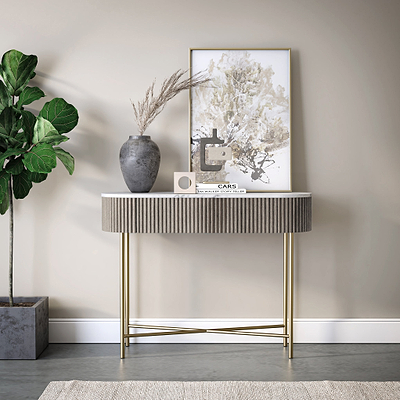 Amelie Grey Fluted Console Table