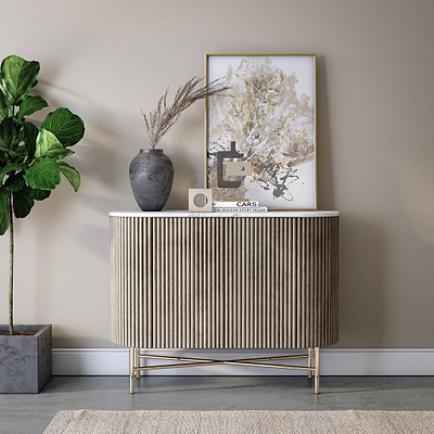 Amelie Grey Fluted Small Sideboard
