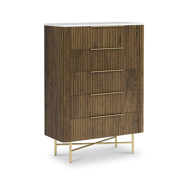 Milo Mango & Marble 5 Drawer Chest