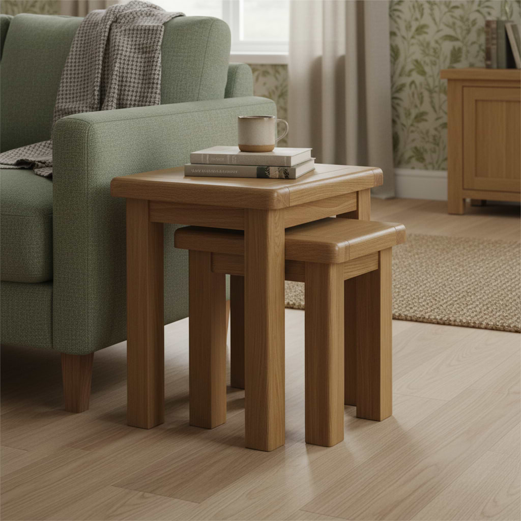 Portland Oak Nest of 2 Tables