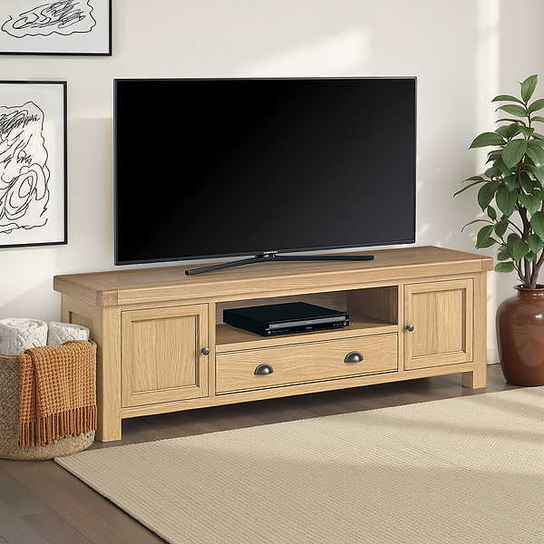 Portland Oak 190cm Extra Wide TV Unit