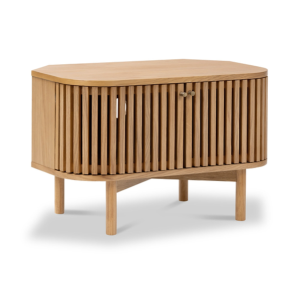 Shorwell Oak Slatted Corner TV Unit