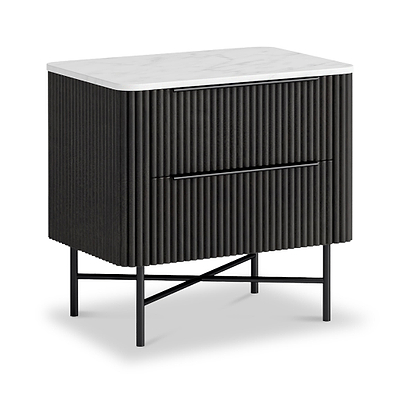 Milo Mango & Marble 2 Drawer Bedside