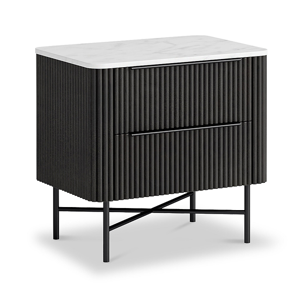 Milo Mango & Marble 2 Drawer Bedside