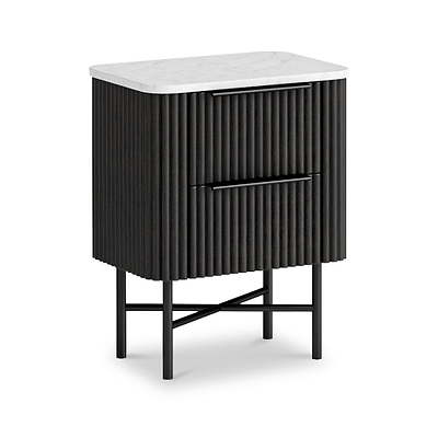 Milo Mango & Marble 2 Drawer Narrow Bedside