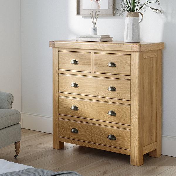 Portland Oak 2 Over 3 Drawer Chest
