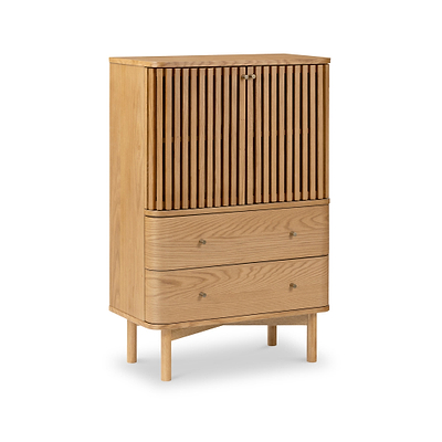 Shorwell Oak Slatted 2 Drawer 2 Door Cabinet