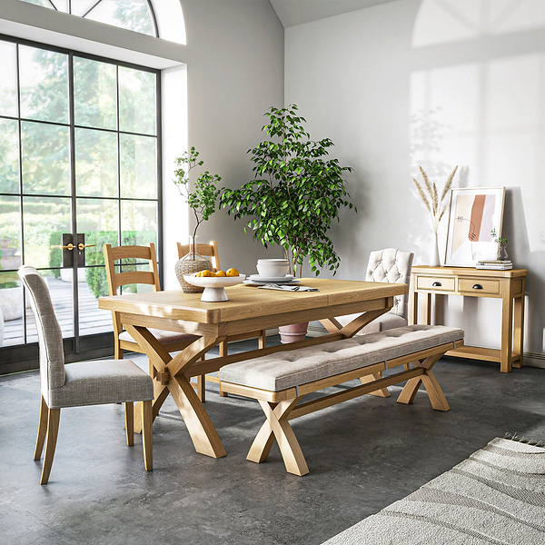 Portland Oak Extendable 200-245cm Cross Legged Dining Table