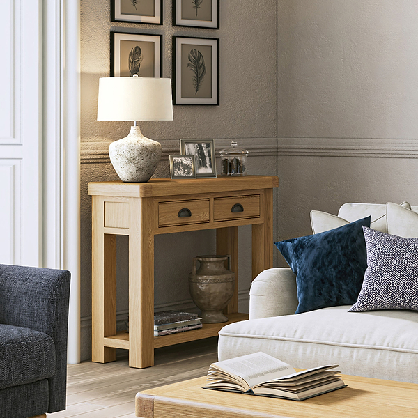 Portland Oak 2 Drawer Console Table