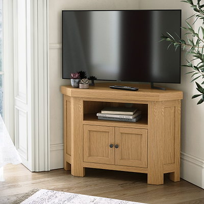 Portland Oak 2 Door Corner TV Unit