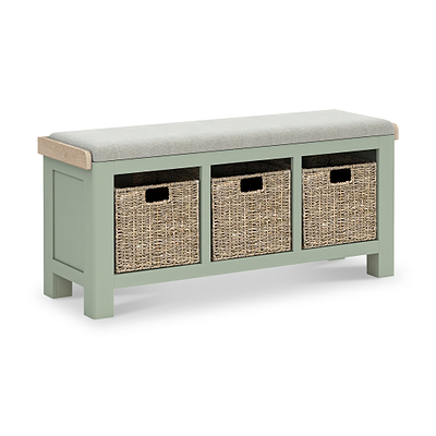 Penzance Sage Storage Bench with Baskets