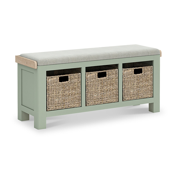 Penzance Sage Storage Bench with Baskets