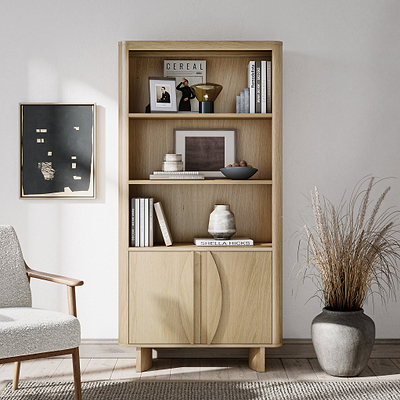 Whitstone Oak Large Storage Bookcase