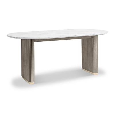 Amelie Grey 180cm Fluted Marble Oval Dining Table
