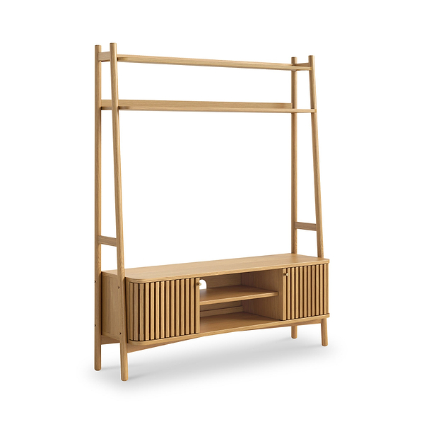 Shorwell Oak Slatted 137cm TV Ladder Unit