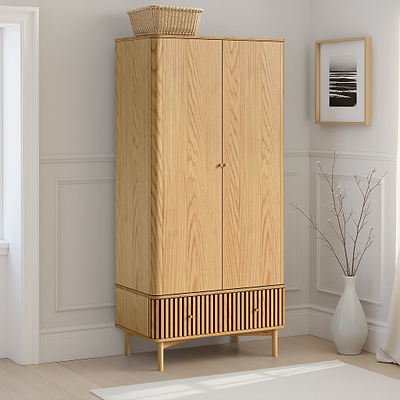 Shorwell Oak Slatted Double Wardrobe With Drawer
