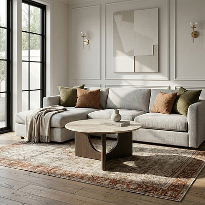 Mylor Travertine Top Coffee Table