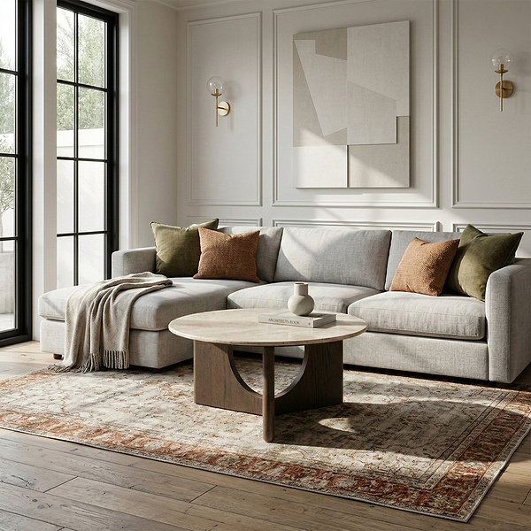 Mylor Travertine Top Coffee Table