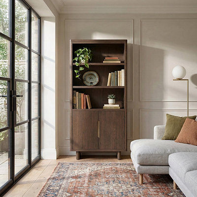 Mylor Oak 2 Door Display Bookcase