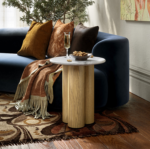 Nyssa Marble Top Columned Side Table