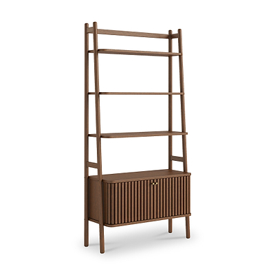 Shorwell Dark Oak Large Bookcase with 2 Door Slatted Cupboard